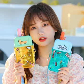 300 ml Tvorivé Mobilný Telefón fľaša na Vodu kórejská Verzia Dievča Srdce Slamy Popruh Vody Pohár Prenosný Popruh Darček Pitnej Pohár
