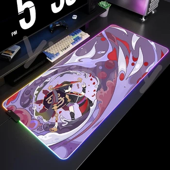 RGB Podložka pod Myš Genshin Dizajn Herné Mousepads LED Myši Mat Klávesnice Mat Anti-slip Najlepší Výber Mousepad XXL Svetelná Stôl Koberec
