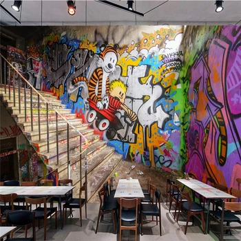 beibehang Tapety nástenná maľba na Stenu-Nálepky Moderné Módne Street Art Graffiti Bar KTV nástenná maľba Pozadia na Stenu abstraktných de parede