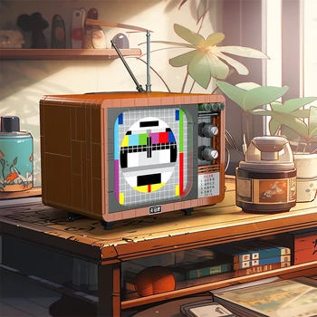 Vintage TV, Rádio, Chladnička práčka Model Stavebné Bloky, Kreatívne Hračky, Nábytok Priateľ Série Puzzle Sady Deti Darčeky