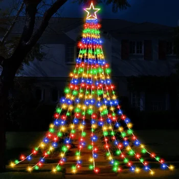 9X3.5M Vianočné Vodopád Svetla 350 LED Vodotesný Vianočný Stromček Cencúľ Svetlo Hviezdy Vňaťou Víla Svetlo pre Dovolenku Party Decor