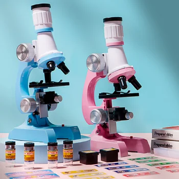 Mikroskop pary hračka Kit Laboratórne LED 100/400/1200X Domov Vzdelávania v Škole Hračka Darčeky Deti je v Poriadku Biológie Mikroskopom