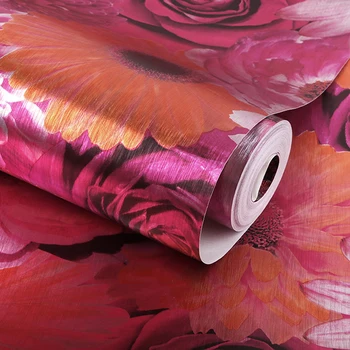 3D Fólie Zlatej farby Ružová Kvetinové Tapety Obývacia Izba, Spálňa Pozadí Teplé Salón Krásy Dekorácie, Tapety Non Samolepiace