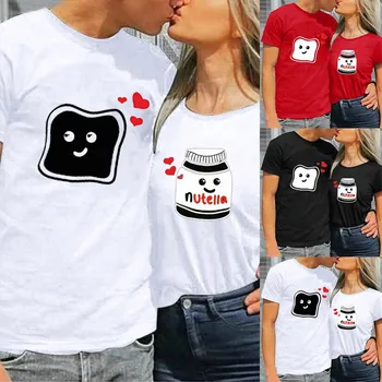 genderless T-shirt roztomilý Grafické t-shirt priateľ tee valentínsky Deň T-shirts Pár-Zodpovedajúce Milenca Topy slávnostné Košieľka
