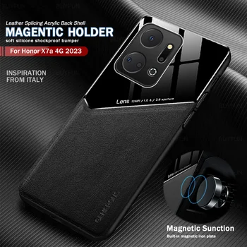 Auto Magnetický Držiak Kožené Telefón Prípade HonorX7a Česť X7a X 7a X7 a 4G 2023 RKY-LX1 6.75