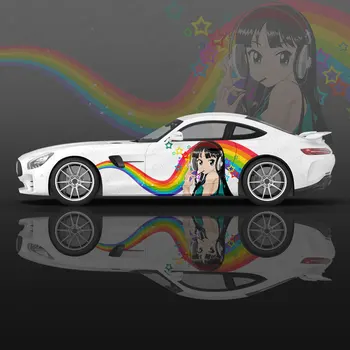 Rainbow Anime Dievča Auto Grafické Odtlačkový Ochranu Celého Tela Vinyl Zábal Moderný Dizajn Obrázok Zábal Nálepky Dekoratívne Auto Odtlačkový