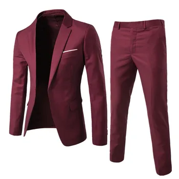 Muži Blejzre 2 Ks Súpravy Business 2 Obleky, Nohavice, Kabáty Svadobné Office Formálne Bundy Elegantné Kórejský Luxusné Sako Muž Bunda