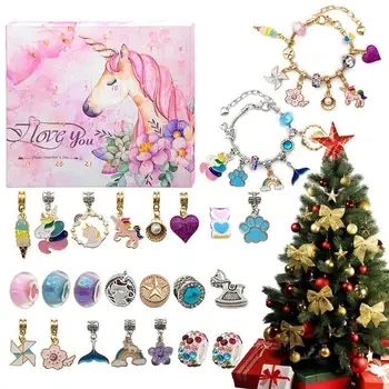 24 Dní Vianočný Kalendár Šperky Kit Box Adventný Kalendár Časovač Kalendáre DIY Náramky, Súpravy s Príslušenstvo Šperky