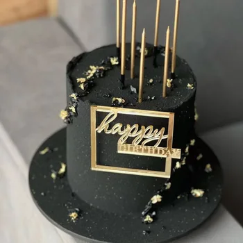 1PC Happy Birthday Cake Dekorácie Rose Gold Tortu Strane Vňaťou Akryl Narodeninovej Party Dodávky Výročie Tortu Mulčovače