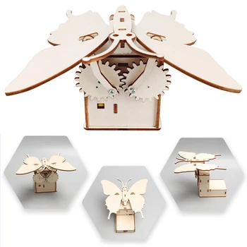 Drevené Elektrické Motýľ Model Prevodovky Pracovné Deti Vedy Hračka Technológie DIY Fyziky Auta Vzdelávania, Vzdelávacie Hračky pre Deti,