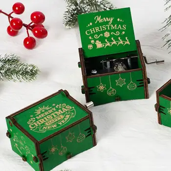 Vianočný Hudobný Motív Drevené Ručne Kľukou Music Box Veselé Políčka Manželka Vianoce Moje Narodeniny Hudby Jurský Park Darček X3X6