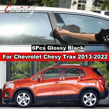 Pre Chevrolet Trax 2013-2022 Okno, Dvere Stĺpec Center BC Pilier Post Kryt Výbava Lesklý Čierny Carbon Fiber Zrkadlový Efekt Nálepky