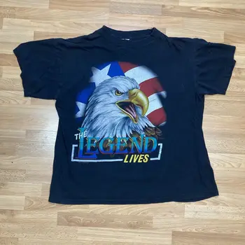 Vintage Legenda Žije Na Tričko Veľké 80. rokov, 90s Eagle USA Americká Vlajka Čaj s dlhými rukávmi