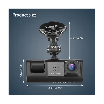 Automobilové DVR HD 1080P 3-Objektívu vo Vnútri Vozidla Dash CamThree Spôsobom Kamera Dvr Rekordér Video Registrator Dashcam Videokamera