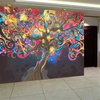 abstraktných de parede Vlastnú tapetu 3d maľby fortune strom peniaze strom abstraktné ručne maľované TV obývacia izba gauč behang stenu papier