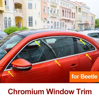 4/6pcs pre Volkswagen Beetle 2013-2019 Okno Orezania chromovana Dekoratívne Pásky z Nehrdzavejúcej Ocele