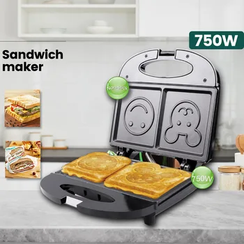 750W úsmev na tvári horúce sendvičovač raňajky stroj gril stroj hriankovače stebėtų tvorcovia opekať stroj