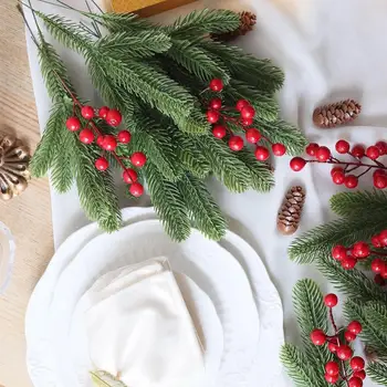 Realistické Umelé Bobule Dovolenku Dekor Bobule Svetlé Realistické Umelé Berry Vianočné Ozdoby pre Home Decor Set