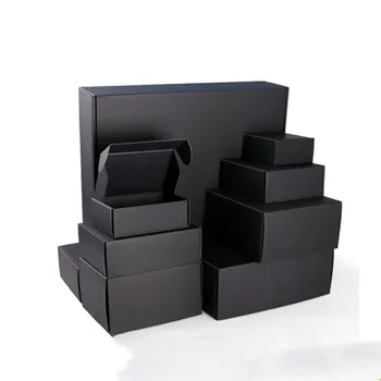5 ks Extra Pevný Čiernej Kartónovej Krabici Hrubé Vlnitý Papier Balenie Box Na Business Doprava Mail Box, Logo Potrebné