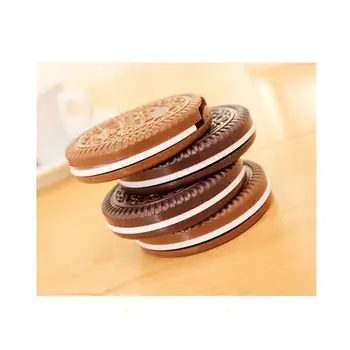 Y98B Ženy, Dievčatá Čokoládové Cookies Mini Pocket Zrkadlo S Hrebeňom Princezná Prenosné Sandwich Biscuit Tvar make-up, Kozmetické Skladanie
