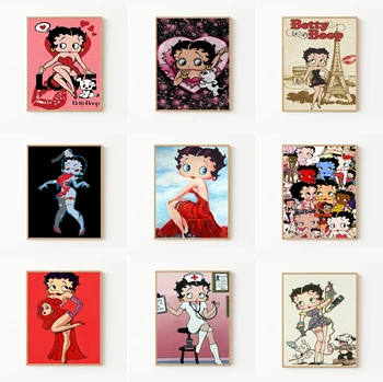 Wall Art Plátno plagáty Bettys Boops Anime, plagát, plagáty na Mieru Dekorácie, Obrázky Izba Steny Spálne Dekorácie 40x60cm