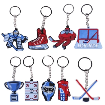 Móda Cartoon Ľadový Hokej Prívesok Keychain Jednoduché Kúzlo Keychain Jednoduchá Taška Prívesok Zimné Športy Keyring pre Mužov, Ženy