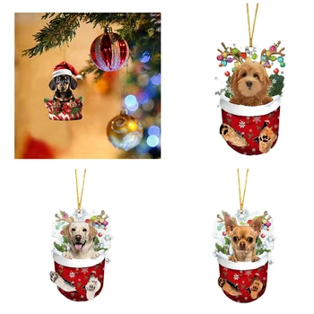 Roztomilý Pes Vianočné Rodiny Hanging Tree Cartoon Výrobku Prívesok Vianočné Ozdoby Závesné Dekorácie Prispôsobiť Darček
