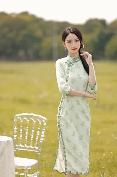 2023 Modernej Číny Štýl Lepšiu Cheongsam Nový Kvetinový Temperament Plus Veľkosť Mladých Starého Šanghaja V Lete Qipao Šaty Pre Ženy