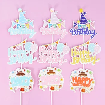 5pieces Happy Birthday Cake Vňaťou Baby Sprcha Rodovej Odhaliť Strany DIY Cupcake Dekorácie, Doplnky do Pečiva Dezert Dodávky