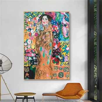 Slávny Retro Gustav Klimt Klasické Plátno Obrazy Plagáty a Vytlačí Wall Art Obrazy na Steny v Obývacej Izbe Dekorácie Cuadros