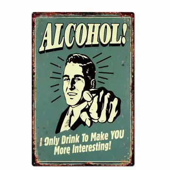 Originálny Vintage Dizajn Alkoholu Tin Kovové Značky Wall Art |Hrubý Plech Tlače Plagát na Stenu, Dekorácie pre Bar (Alkohol, B,)