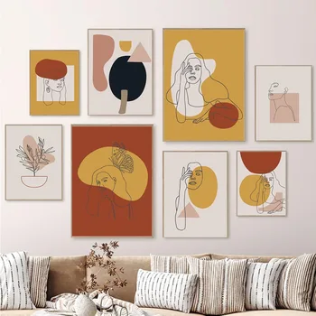 Abstraktné Geometrické Plagát Matisse Tvár Line Plátno na Maľovanie Nordic Moderná obývačková Stena Umenia, Tlače Obrázku pre Home Decor