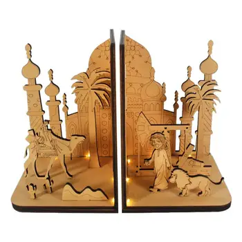 DIY Drevené 3D arabčina Etnických Scény Knihy Kút Polica Miniatúrne Súpravy Regálové Bookend Dekor Ručné Dary