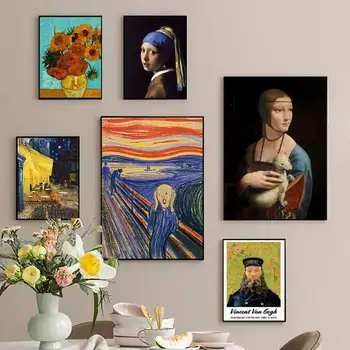 Svet-Slávny obraz Vincenta Van Gogha PLAGÁT Kraft Papier DIY Domáce Miestnosť, Bar, Kaviareň Dekor Moderné Umenie, Nástenné Maľby