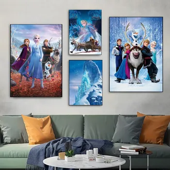 Disney Karikatúry Mrazené Plagát Plagát Estetické Plátno Na Maľovanie Miestnosti Steny Výzdoba Plagáty Na Stenu