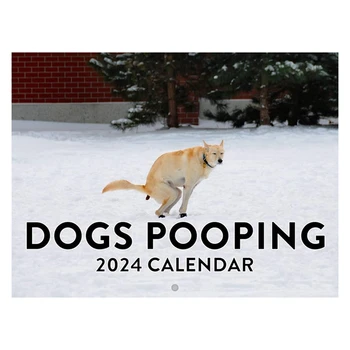 Psy Pooping 2024 nástenný Kalendár Zábavné Psa Vzor 2024 nástenný Kalendár na Nový Rok Vianočné Darčeky