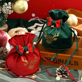 Vianočné Cukrovinky, Darček Taška Santa Vrecia Apple Zamatovou Látkou Šnúrkou Taška Vianočný Strom Decor Pre Domáce Tabuľka Nový Rok Noel Vianoce Prítomný