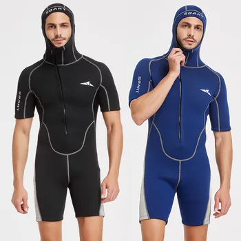 SBART 3 MM neoprénové oblek s kapucňou s jedným kusom predný zips pre teplo a ochranu pred slnkom. Plávanie zariadenia pre mužov surfovanie vyhovuje