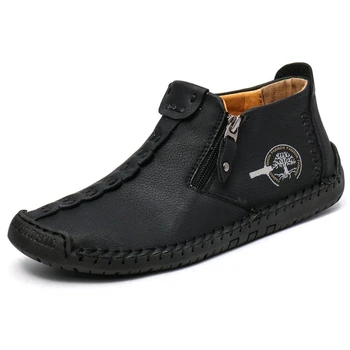 2023 Ručne vyrábané kožené pánske topánky Móda bežné pohodlné členkové topánky Bežné kožené topánky pánske ploché topánky