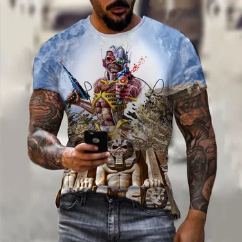 Pánske Klasické Gotický T-shirts Vintage Horor Lebky 3D Print T Shirt Letné Módy Hip-Hop Mužov-Krátke Rukávy Mužov Oblečenie 2024