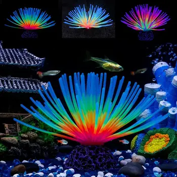 Simulácia Svetelný Morský Ježko Fluorescenčné Mäkké Morský Ježko Žiarovka Silikónové Falošné Svetelný Mäkké Koraly Akvária
