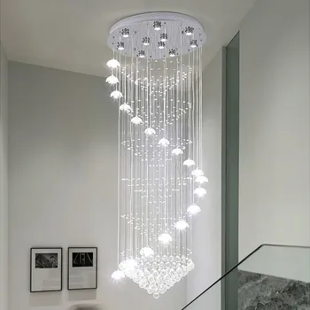 Crystal Bright&Svieti Moderný Dizajn, Interiérová Výzdoba Dlhé Schodisko Prívesok Svetlo pre Obývacia Izba Hotel Lobby Luster Osvetlenie