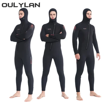 Oulylan 7MM Neoprénové Oblek Udržať v Teple celého Tela Šnorchlovanie s Kapucňou Potápanie, Surfovanie, Podmorský Lov Lov Potápačský Oblek