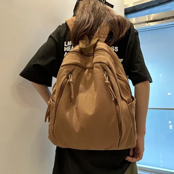 Plátno batoh žien veľkú kapacitu jednoduché jednofarebné batoh Študentský batoh vonkajšie cestovné pohodlný batoh mužov