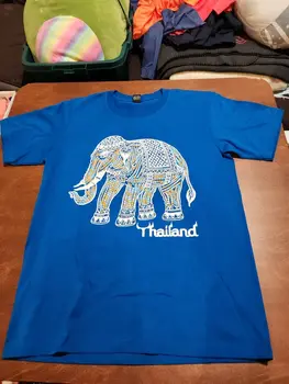 Thajsko MODRÝ Slon Tričko Veľkosť EXTRA VEĽKÉ XL ZDVIHOL GRAFICKÉ T-SHIRT EUC. B3
