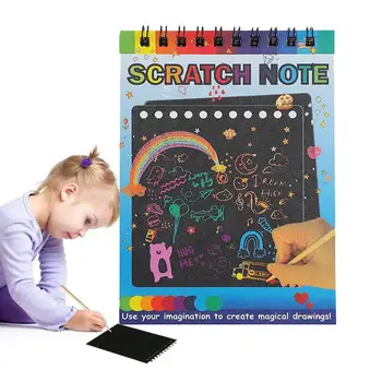 Scratch Maľovanie na Detské Hračky 10pcs Tvorivé Sketchbook Cartoon Papier DIY Graffiti Nástroj Rainbow Poškriabaniu Hračka Pre Deti,