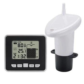 Ultrazvukové Bezdrôtový Vodná Nádrž Hladina Kvapaliny Meter S Snímač Teploty Úrovni Monitor Zobrazenie Času Low Battery Alarm Trvanlivé