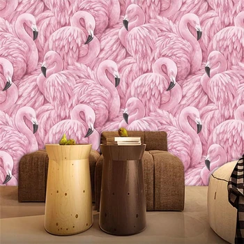 beibehang Vlastnú tapetu 3D nástenná maľba obývacej izby, spálne, detskej izby princezná izba tapety flamingo papier pozadí steny