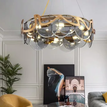 Moderné LED Sklenený Prívesok Lampa Luxusné Kolo Krúžok Luster Pre Obývacia Izba Obchod Villa Dekor Nordic Dinging Izba Závesné Svetlo
