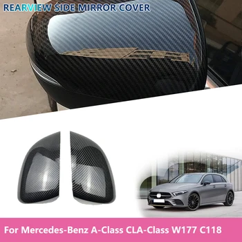 Auto Spätné Zrkadlo Zahŕňa Bočné Krídlo Spätné Zrkadlo Čiapky Uhlíkových Vlákien Na Mercedes Benz CLA C118 Triedy W177 2019 2020 2021